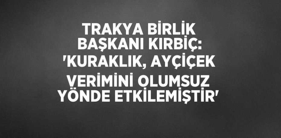 TRAKYA BİRLİK BAŞKANI KIRBİÇ: 'KURAKLIK, AYÇİÇEK VERİMİNİ OLUMSUZ YÖNDE ETKİLEMİŞTİR'