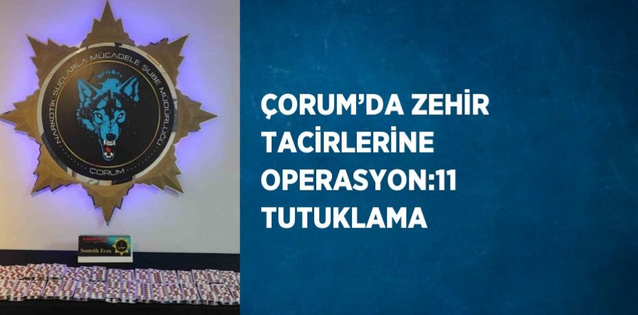 ÇORUM’DA ZEHİR TACİRLERİNE OPERASYON:11 TUTUKLAMA