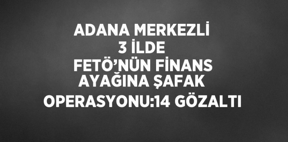 ADANA MERKEZLİ 3 İLDE FETÖ’NÜN FİNANS AYAĞINA ŞAFAK OPERASYONU:14 GÖZALTI