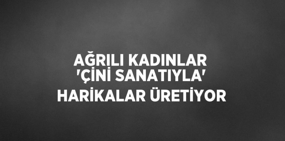 AĞRILI KADINLAR 'ÇİNİ SANATIYLA' HARİKALAR ÜRETİYOR