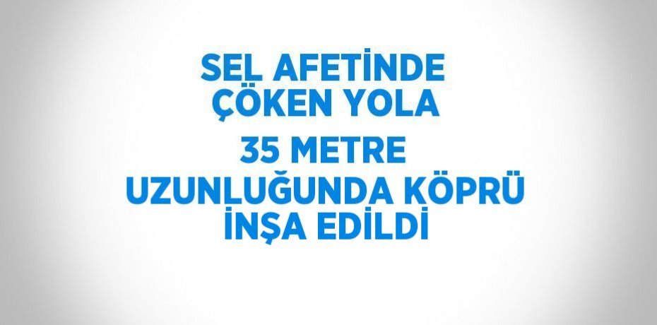 SEL AFETİNDE ÇÖKEN YOLA 35 METRE UZUNLUĞUNDA KÖPRÜ İNŞA EDİLDİ