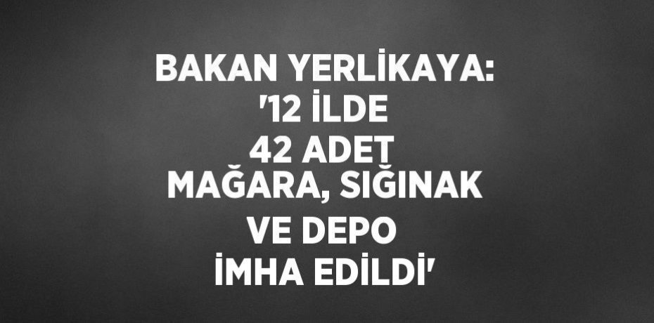 BAKAN YERLİKAYA: '12 İLDE 42 ADET MAĞARA, SIĞINAK VE DEPO İMHA EDİLDİ'