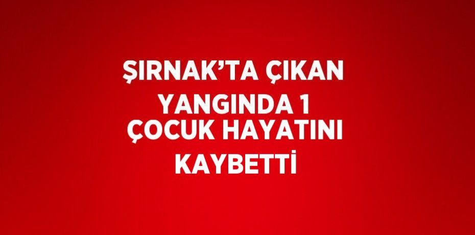ŞIRNAK’TA ÇIKAN YANGINDA 1 ÇOCUK HAYATINI KAYBETTİ
