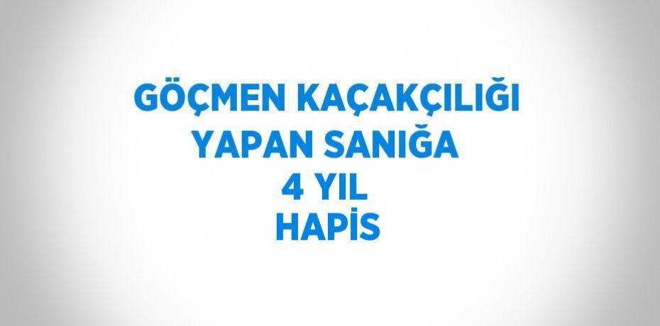 GÖÇMEN KAÇAKÇILIĞI YAPAN SANIĞA 4 YIL HAPİS