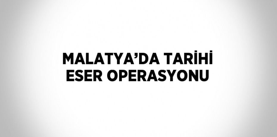 MALATYA’DA TARİHİ ESER OPERASYONU
