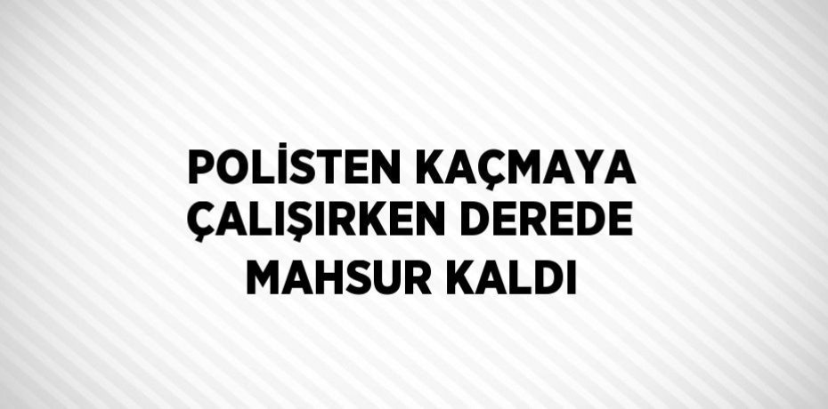 POLİSTEN KAÇMAYA ÇALIŞIRKEN DEREDE MAHSUR KALDI