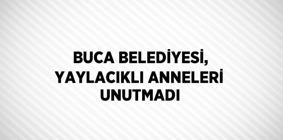 BUCA BELEDİYESİ, YAYLACIKLI ANNELERİ UNUTMADI