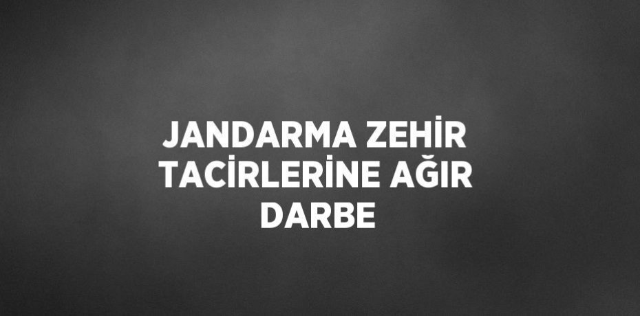 JANDARMA ZEHİR TACİRLERİNE AĞIR DARBE