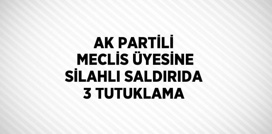 AK PARTİLİ MECLİS ÜYESİNE SİLAHLI SALDIRIDA 3 TUTUKLAMA