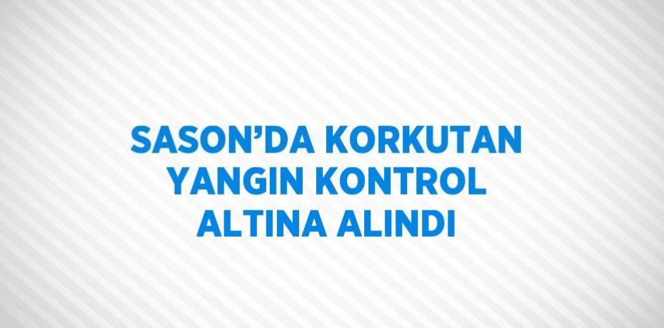SASON’DA KORKUTAN YANGIN KONTROL ALTINA ALINDI