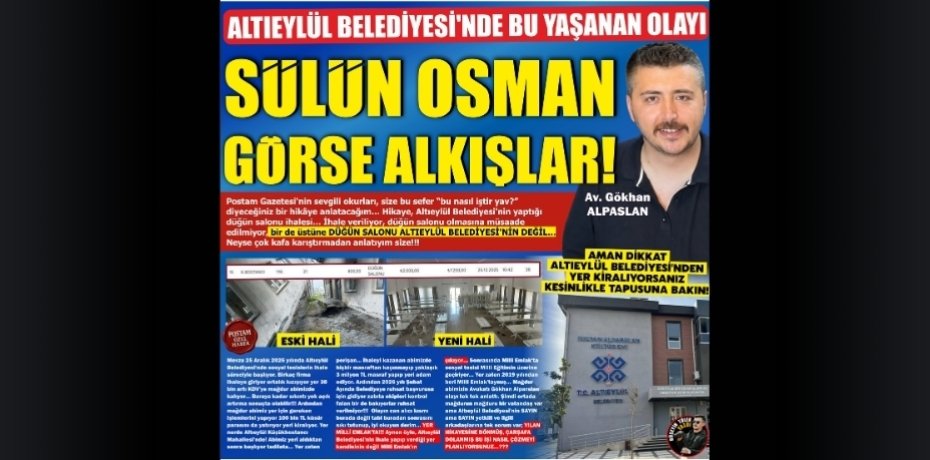 ALTIEYLÜL BELEDİYESİ’NDE BU YAŞANAN OLAYI SÜLÜN OSMAN GÖRSE ALKIŞLAR!