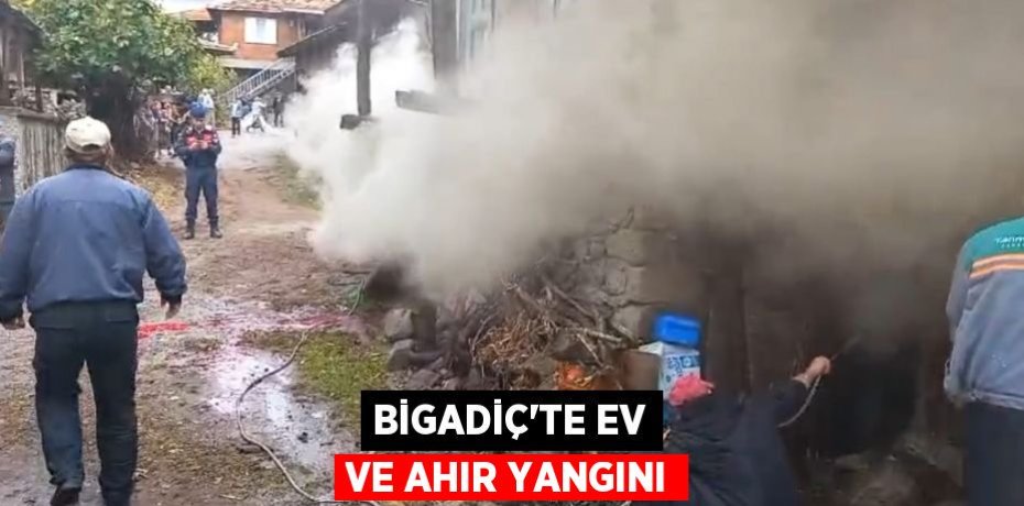 Bigadiç'te ev ve ahır yangını