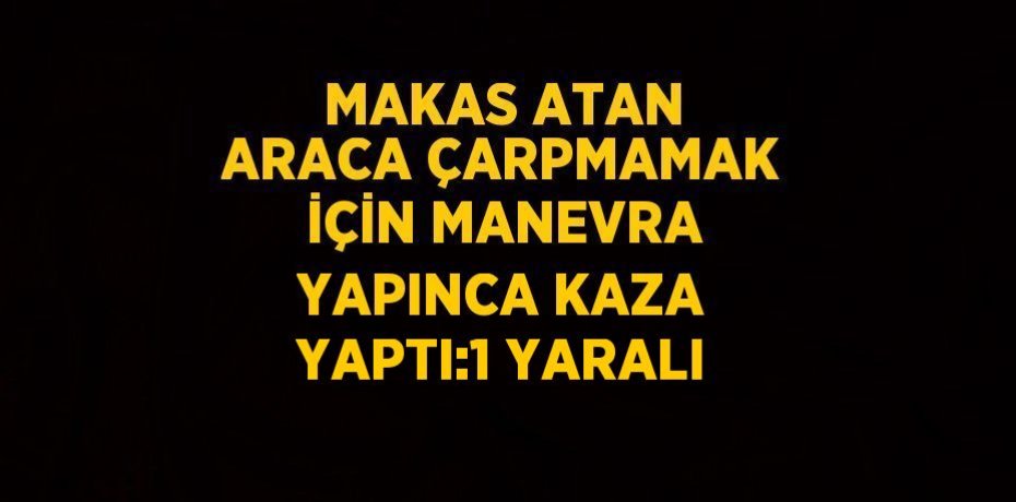 MAKAS ATAN ARACA ÇARPMAMAK İÇİN MANEVRA YAPINCA KAZA YAPTI:1 YARALI