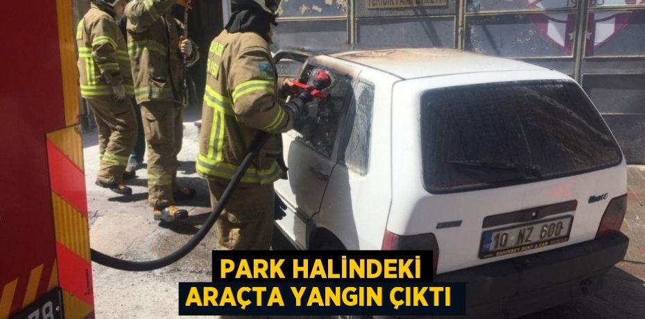 Park halindeki araçta yangın çıktı