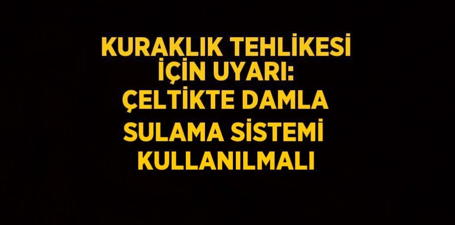 KURAKLIK TEHLİKESİ İÇİN UYARI: ÇELTİKTE DAMLA SULAMA SİSTEMİ KULLANILMALI