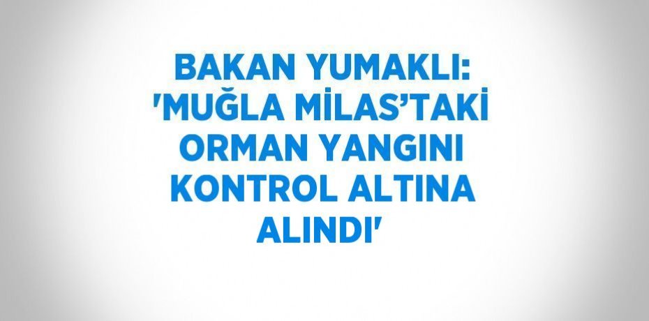 BAKAN YUMAKLI: 'MUĞLA MİLAS’TAKİ ORMAN YANGINI KONTROL ALTINA ALINDI'