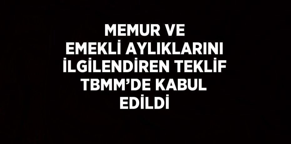 MEMUR VE EMEKLİ AYLIKLARINI İLGİLENDİREN TEKLİF TBMM’DE KABUL EDİLDİ