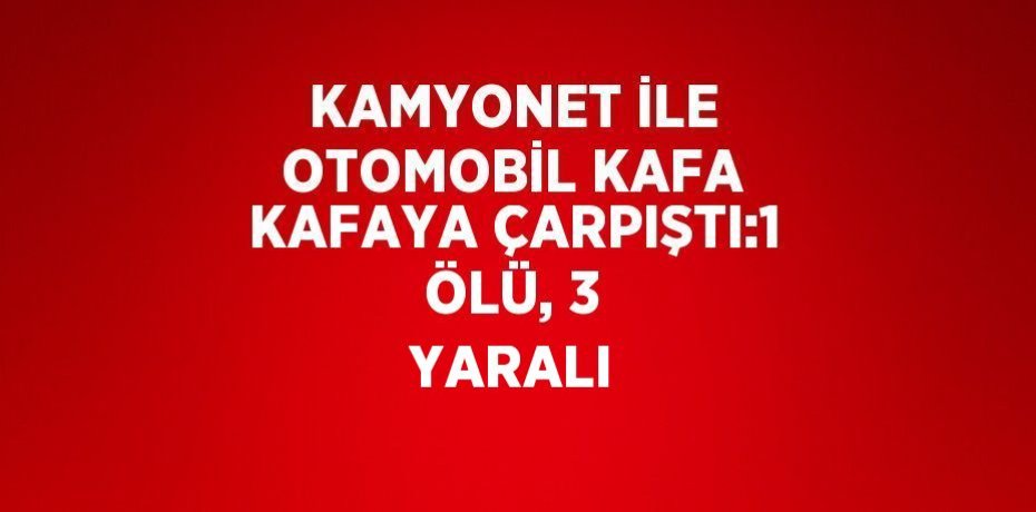 KAMYONET İLE OTOMOBİL KAFA KAFAYA ÇARPIŞTI:1 ÖLÜ, 3 YARALI