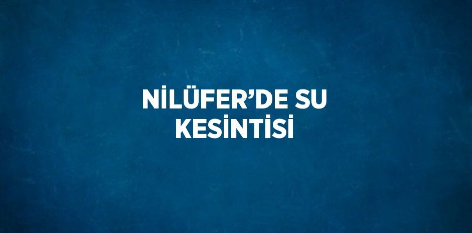 NİLÜFER’DE SU KESİNTİSİ