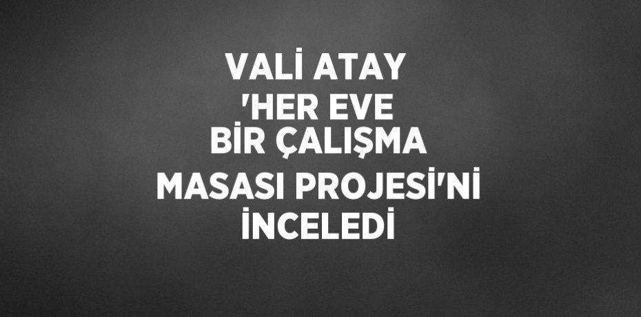 VALİ ATAY 'HER EVE BİR ÇALIŞMA MASASI PROJESİ'Nİ İNCELEDİ