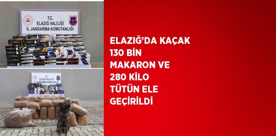 ELAZIĞ’DA KAÇAK 130 BİN MAKARON VE 280 KİLO TÜTÜN ELE GEÇİRİLDİ