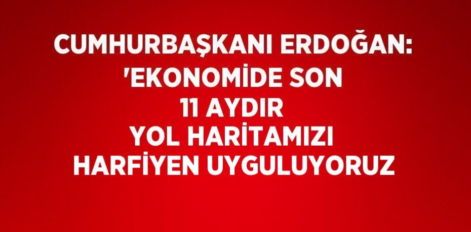CUMHURBAŞKANI ERDOĞAN: 'EKONOMİDE SON 11 AYDIR YOL HARİTAMIZI HARFİYEN UYGULUYORUZ