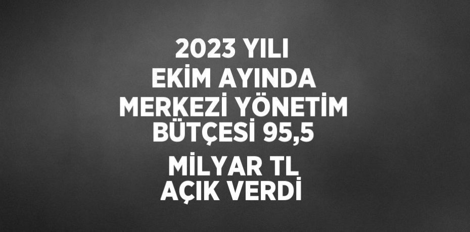 2023 YILI EKİM AYINDA MERKEZİ YÖNETİM BÜTÇESİ 95,5 MİLYAR TL AÇIK VERDİ
