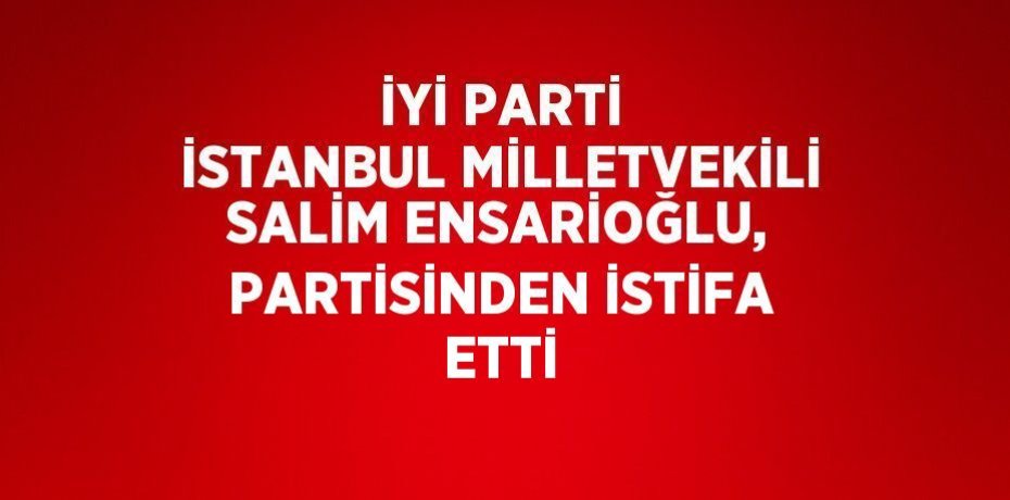 İYİ PARTİ İSTANBUL MİLLETVEKİLİ SALİM ENSARİOĞLU, PARTİSİNDEN İSTİFA ETTİ
