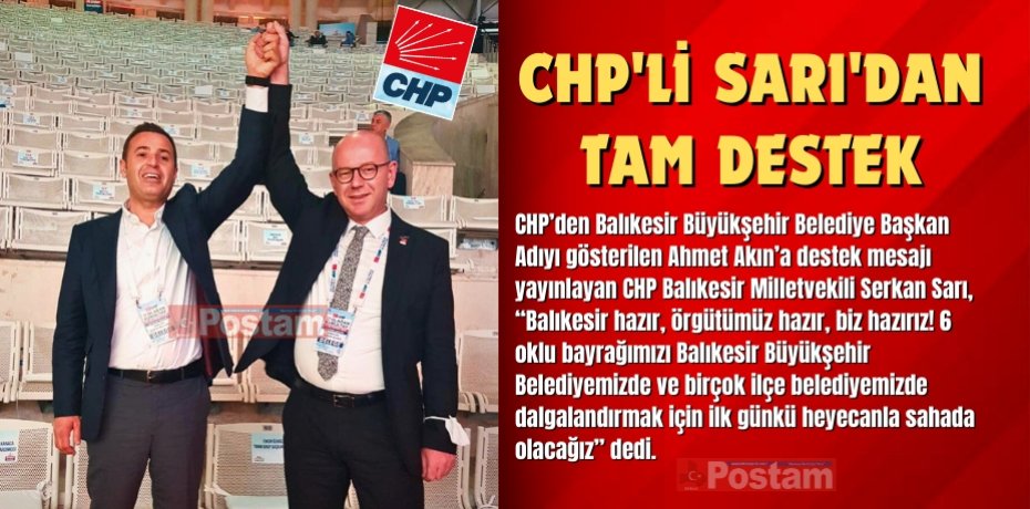 CHP'li Sarı'dan Tam Destek