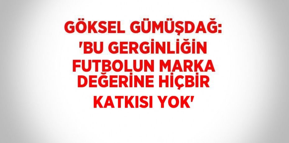 GÖKSEL GÜMÜŞDAĞ: 'BU GERGİNLİĞİN FUTBOLUN MARKA DEĞERİNE HİÇBİR KATKISI YOK'