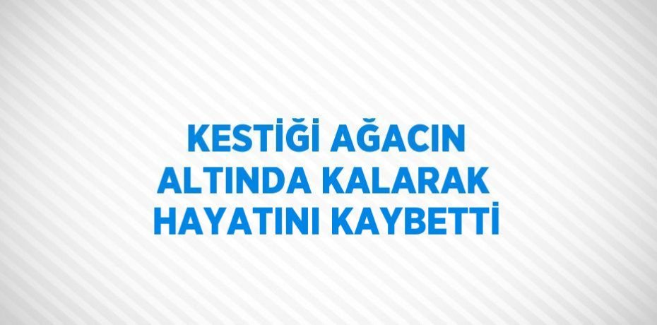 KESTİĞİ AĞACIN ALTINDA KALARAK HAYATINI KAYBETTİ