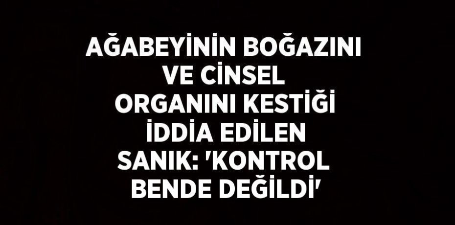 AĞABEYİNİN BOĞAZINI VE CİNSEL ORGANINI KESTİĞİ İDDİA EDİLEN SANIK: 'KONTROL BENDE DEĞİLDİ'