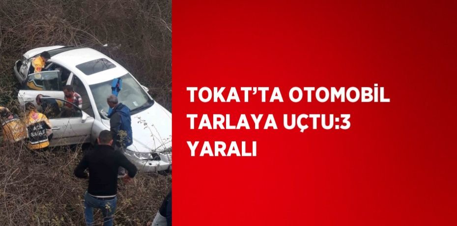 TOKAT’TA OTOMOBİL TARLAYA UÇTU:3 YARALI