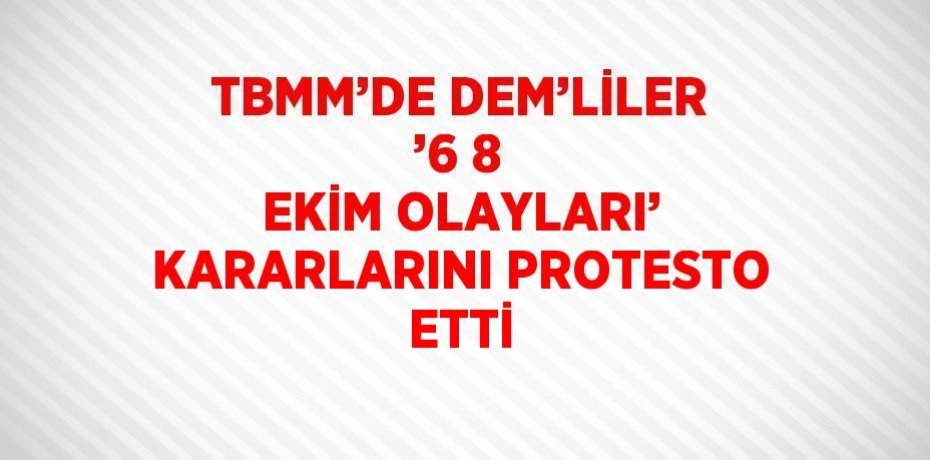 TBMM’DE DEM’LİLER ’6 8 EKİM OLAYLARI’ KARARLARINI PROTESTO ETTİ