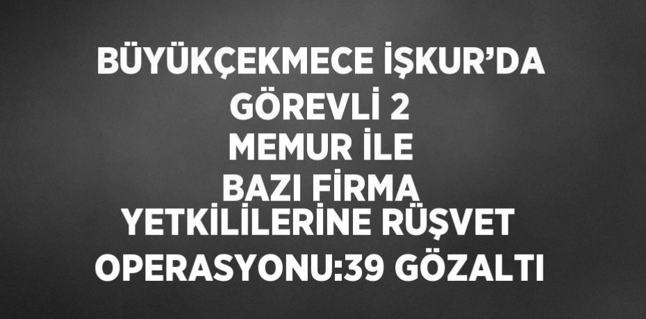 BÜYÜKÇEKMECE İŞKUR’DA GÖREVLİ 2 MEMUR İLE BAZI FİRMA YETKİLİLERİNE RÜŞVET OPERASYONU:39 GÖZALTI
