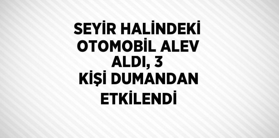 SEYİR HALİNDEKİ OTOMOBİL ALEV ALDI, 3 KİŞİ DUMANDAN ETKİLENDİ