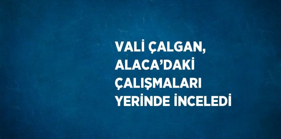 VALİ ÇALGAN, ALACA’DAKİ ÇALIŞMALARI YERİNDE İNCELEDİ