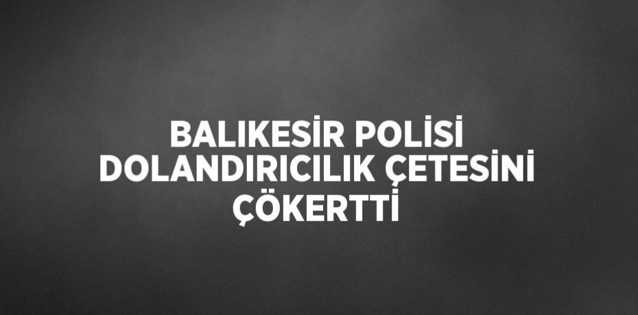 BALIKESİR POLİSİ DOLANDIRICILIK ÇETESİNİ ÇÖKERTTİ