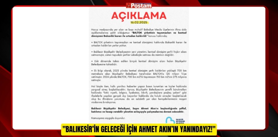"BALIKESİR’İN GELECEĞİ İÇİN AHMET AKIN’IN YANINDAYIZ!"