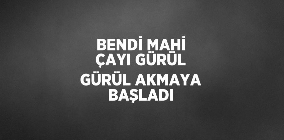 BENDİ MAHİ ÇAYI GÜRÜL GÜRÜL AKMAYA BAŞLADI