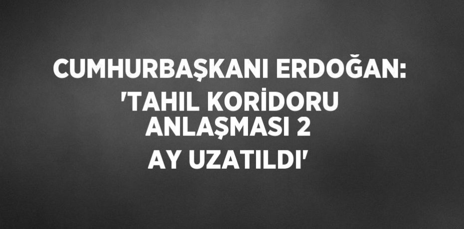 CUMHURBAŞKANI ERDOĞAN: 'TAHIL KORİDORU ANLAŞMASI 2 AY UZATILDI'