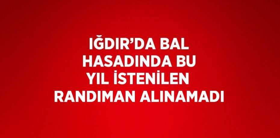 IĞDIR’DA BAL HASADINDA BU YIL İSTENİLEN RANDIMAN ALINAMADI