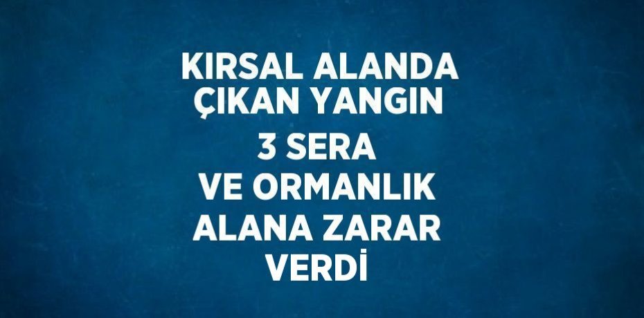 KIRSAL ALANDA ÇIKAN YANGIN 3 SERA VE ORMANLIK ALANA ZARAR VERDİ