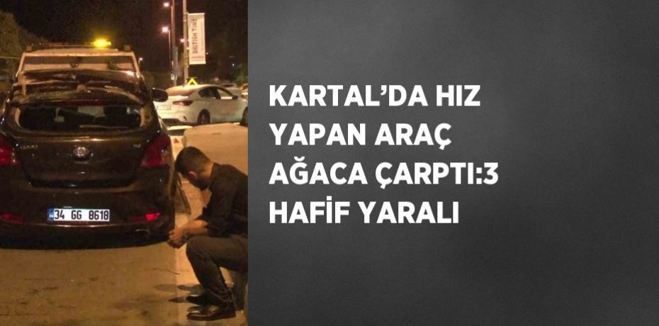 KARTAL’DA HIZ YAPAN ARAÇ AĞACA ÇARPTI:3 HAFİF YARALI