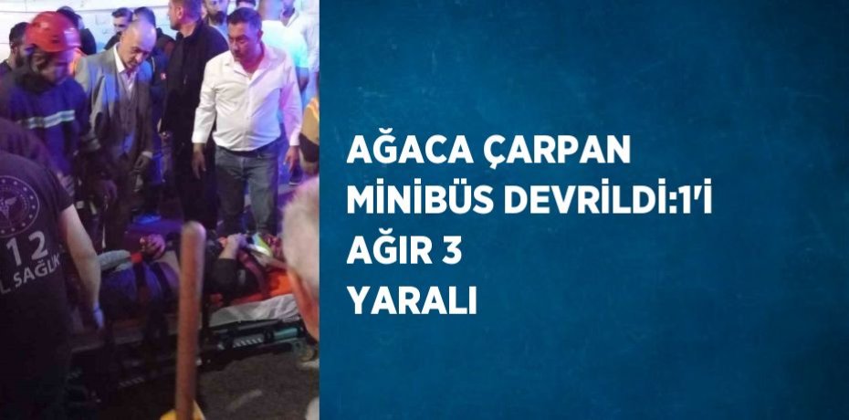AĞACA ÇARPAN MİNİBÜS DEVRİLDİ:1’İ AĞIR 3 YARALI