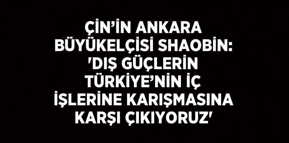 ÇİN’İN ANKARA BÜYÜKELÇİSİ SHAOBİN: 'DIŞ GÜÇLERİN TÜRKİYE’NİN İÇ İŞLERİNE KARIŞMASINA KARŞI ÇIKIYORUZ'