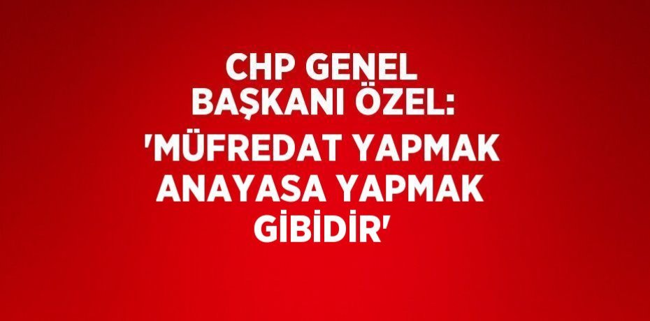 CHP GENEL BAŞKANI ÖZEL: 'MÜFREDAT YAPMAK ANAYASA YAPMAK GİBİDİR'
