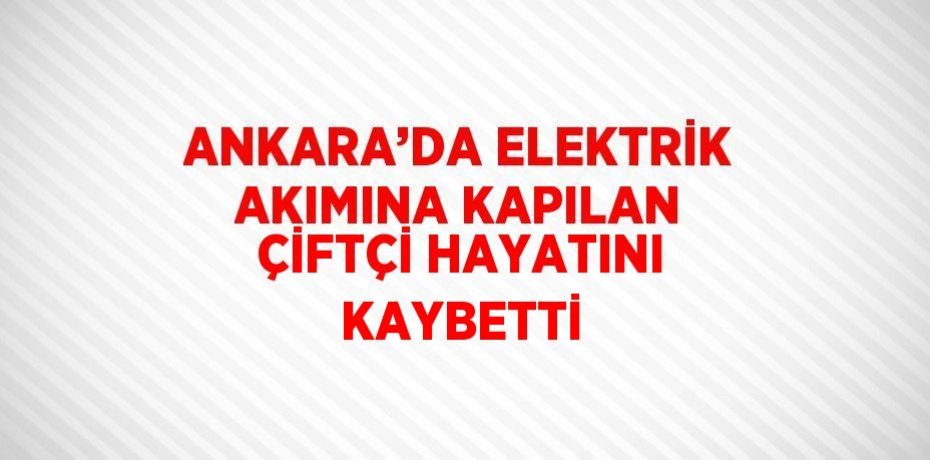ANKARA’DA ELEKTRİK AKIMINA KAPILAN ÇİFTÇİ HAYATINI KAYBETTİ