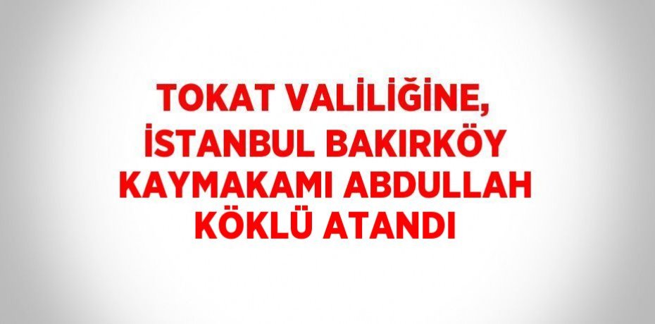 TOKAT VALİLİĞİNE, İSTANBUL BAKIRKÖY KAYMAKAMI ABDULLAH KÖKLÜ ATANDI