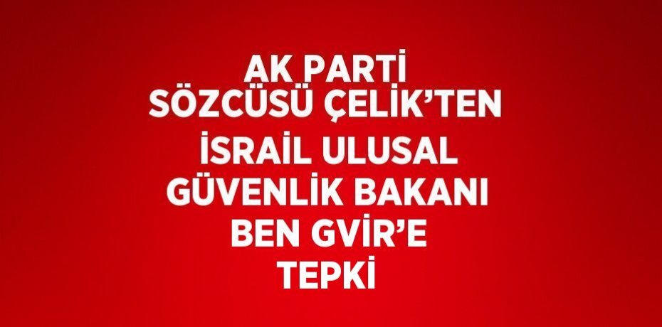 AK PARTİ SÖZCÜSÜ ÇELİK’TEN İSRAİL ULUSAL GÜVENLİK BAKANI BEN GVİR’E TEPKİ